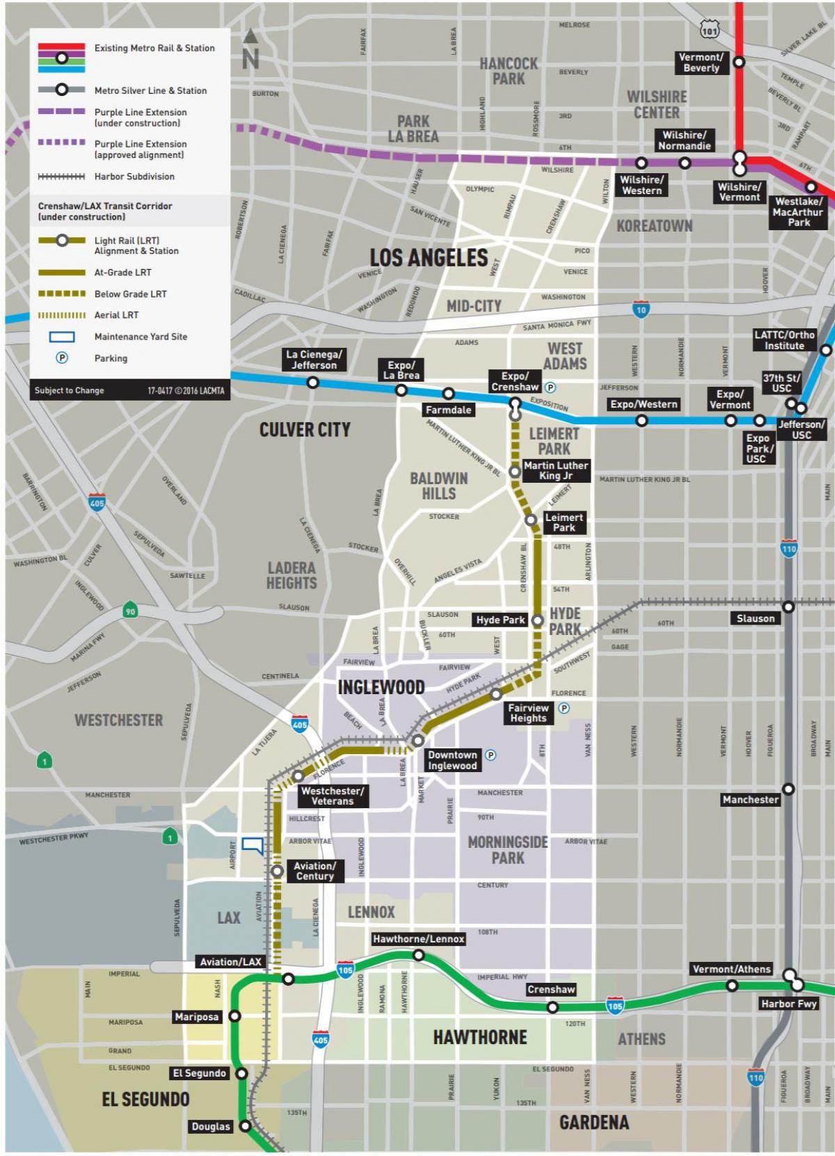 Karte der U-Bahn-Linie crenshaw