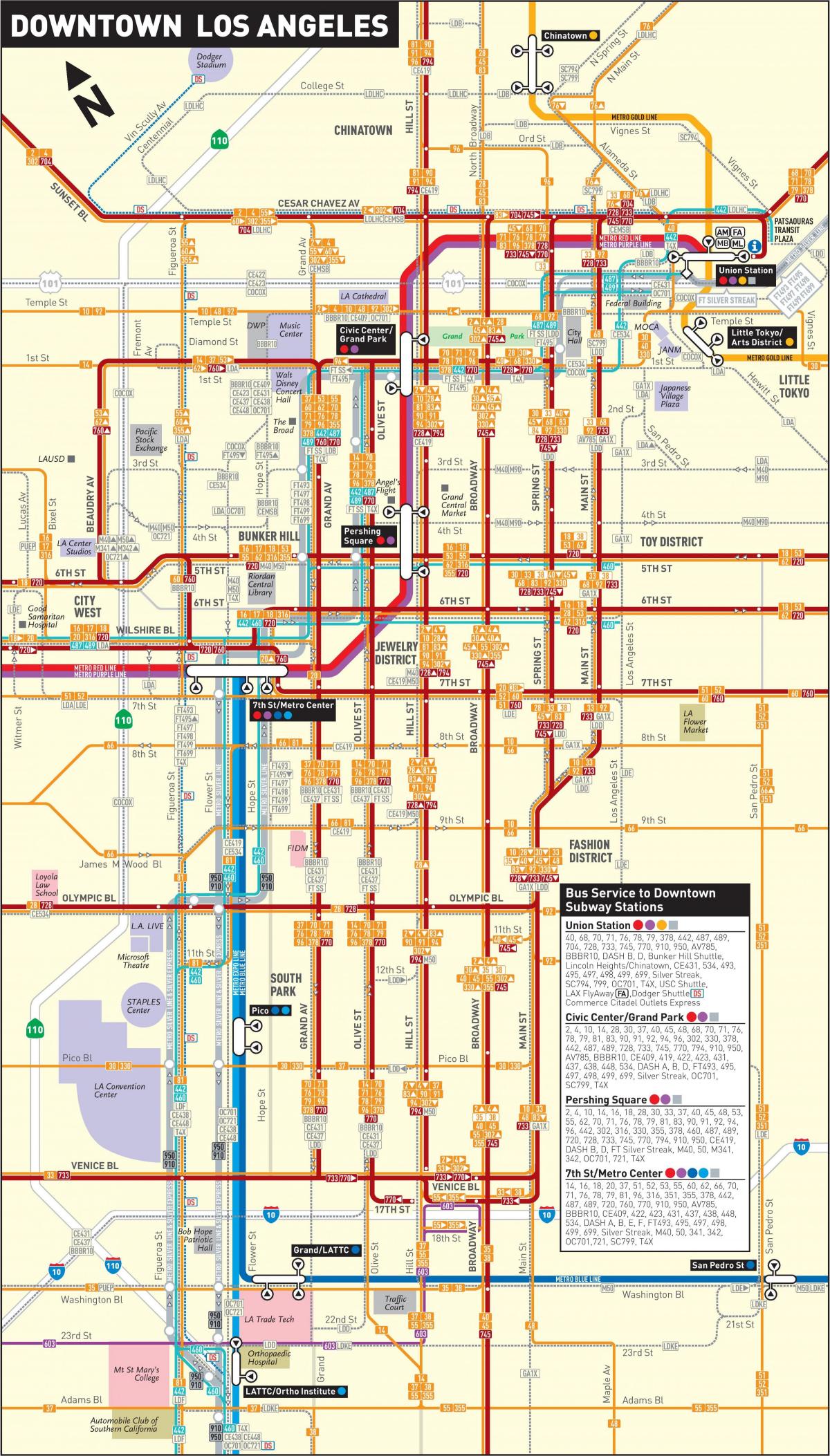 Los Angeles U-Bahn-Karte