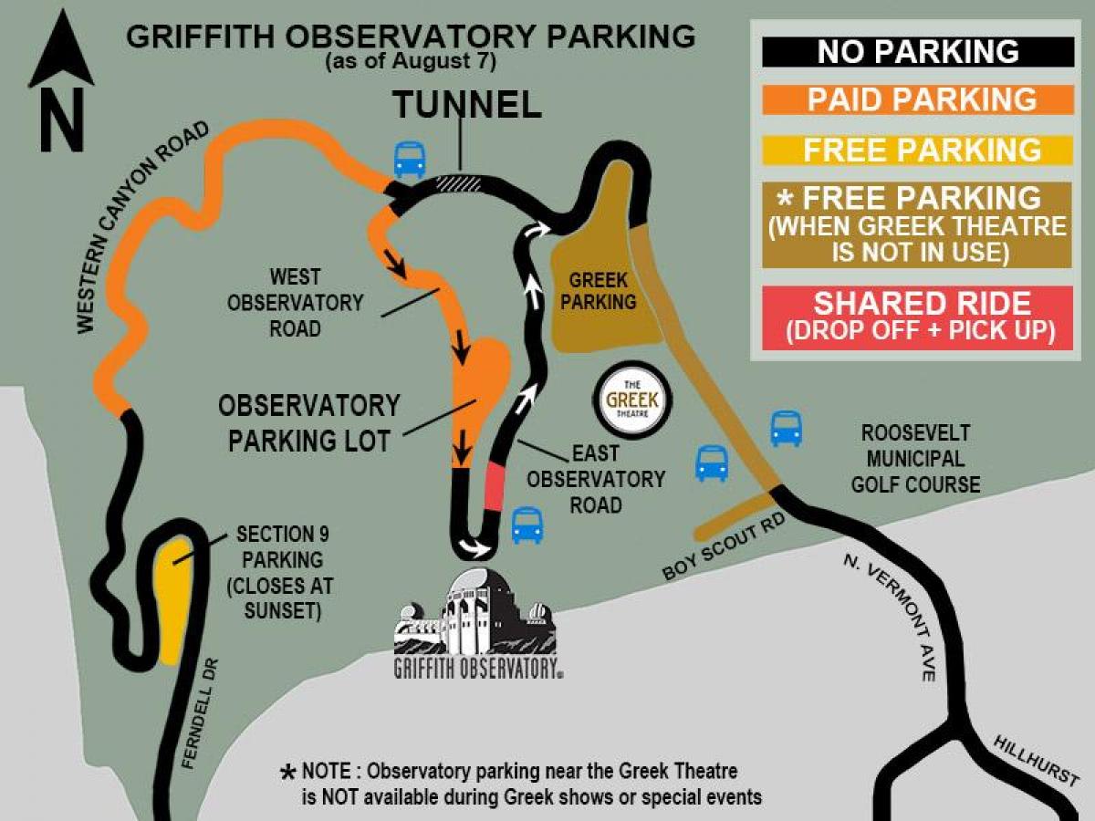 Karte von griffith park Parken