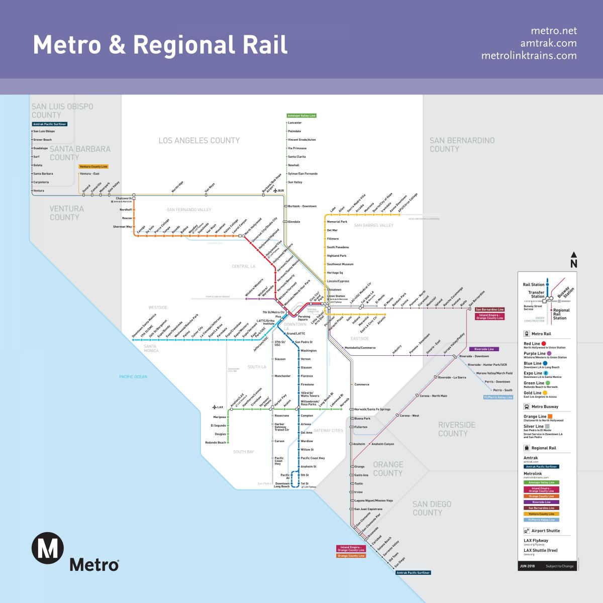 Los Angeles metro rail Karte