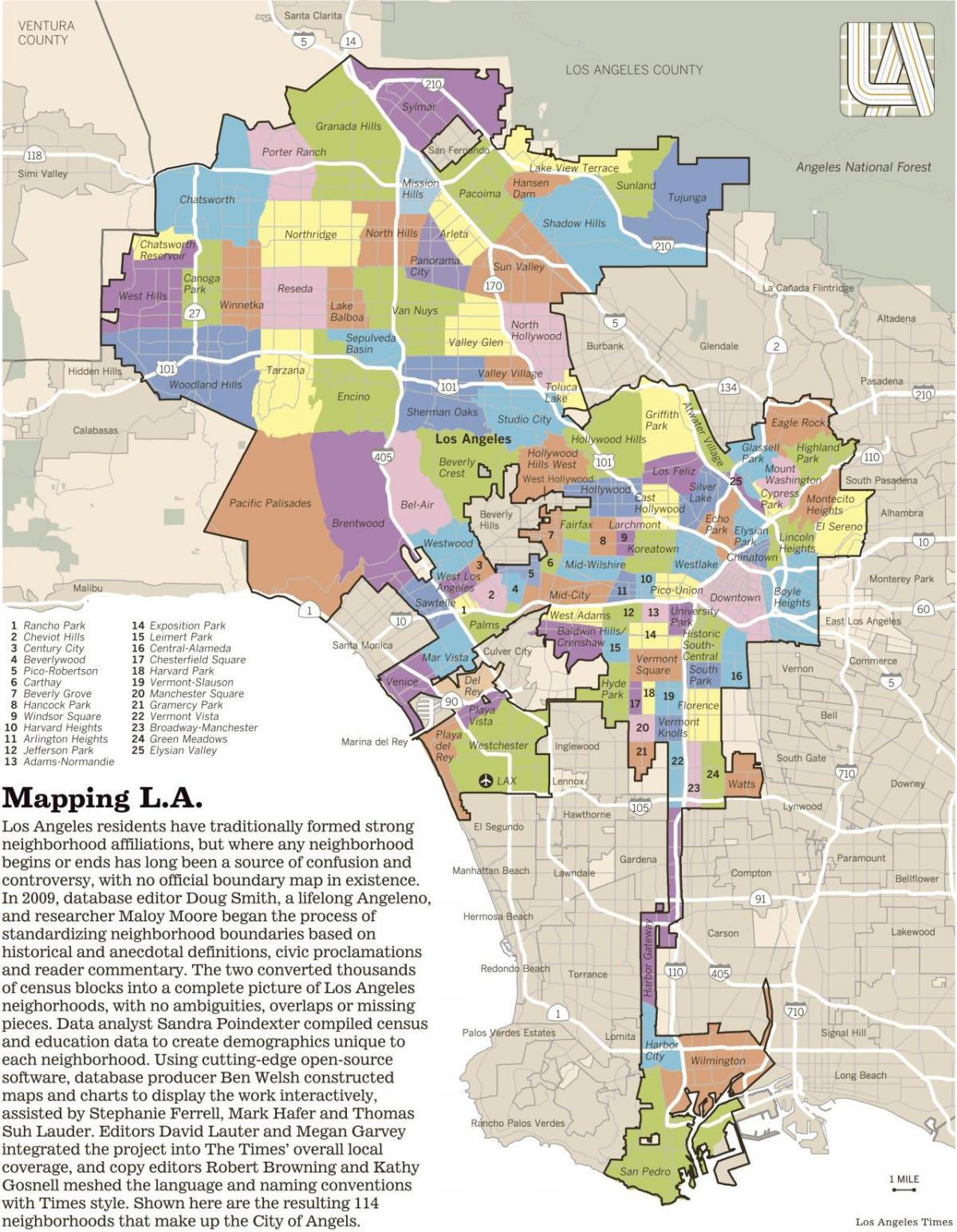 Karte von Los Angeles Nachbarschaften