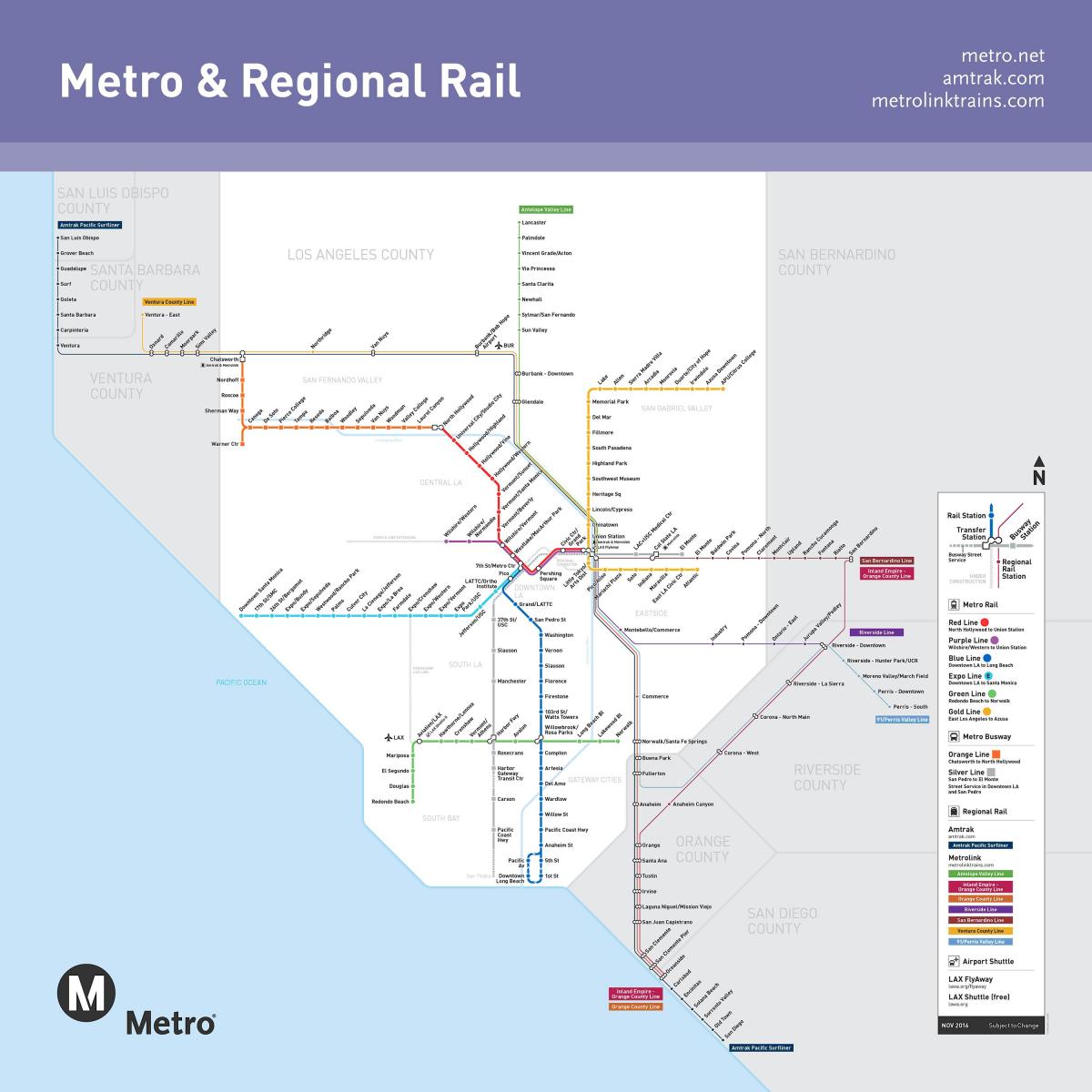 Los Angeles-rail-Karte