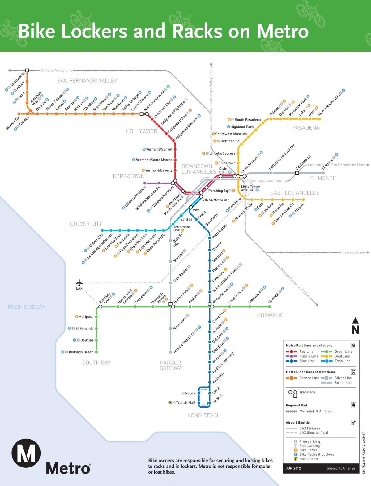 Karte von LA U-Bahn Fahrrad