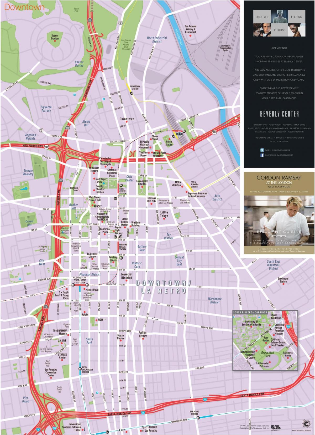 Straßenkarte von downtown Los Angeles