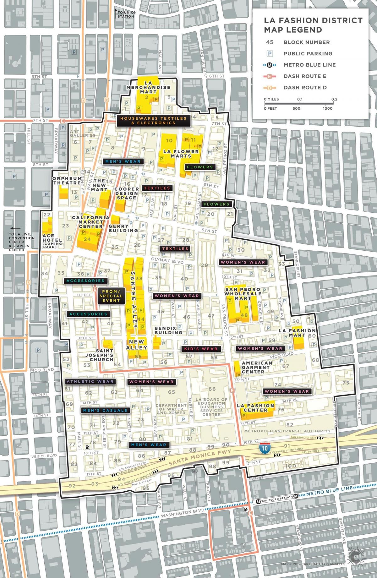Karte von Los Angeles garment district