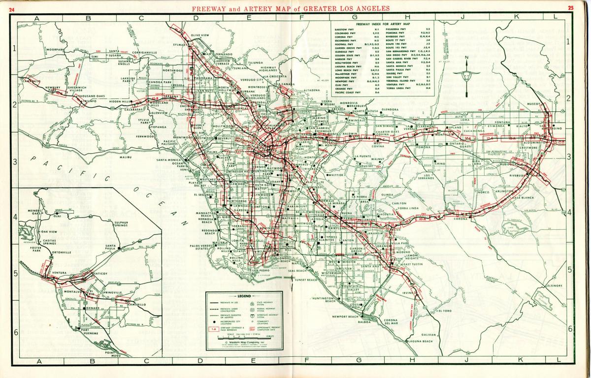 Karte von Los Angeles Karte 1940