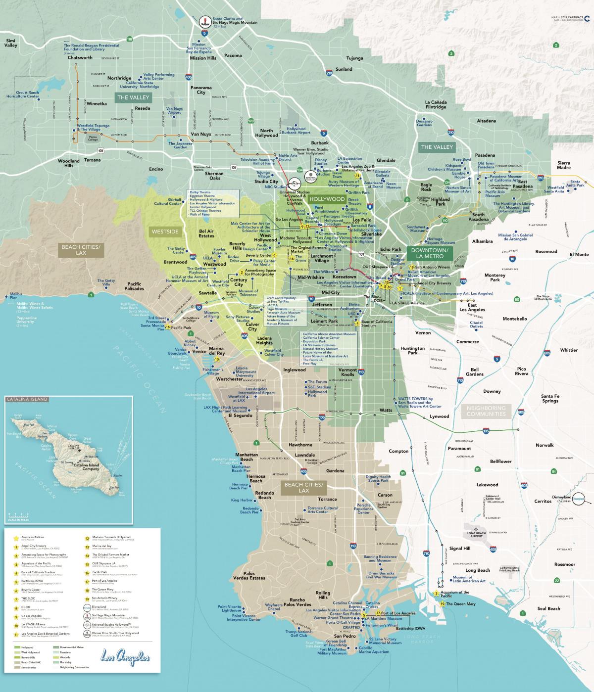 Los Angeles auf einer Karte