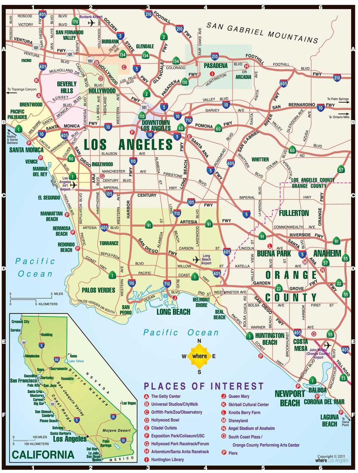 Karte von Los Angeles Mautstraßen