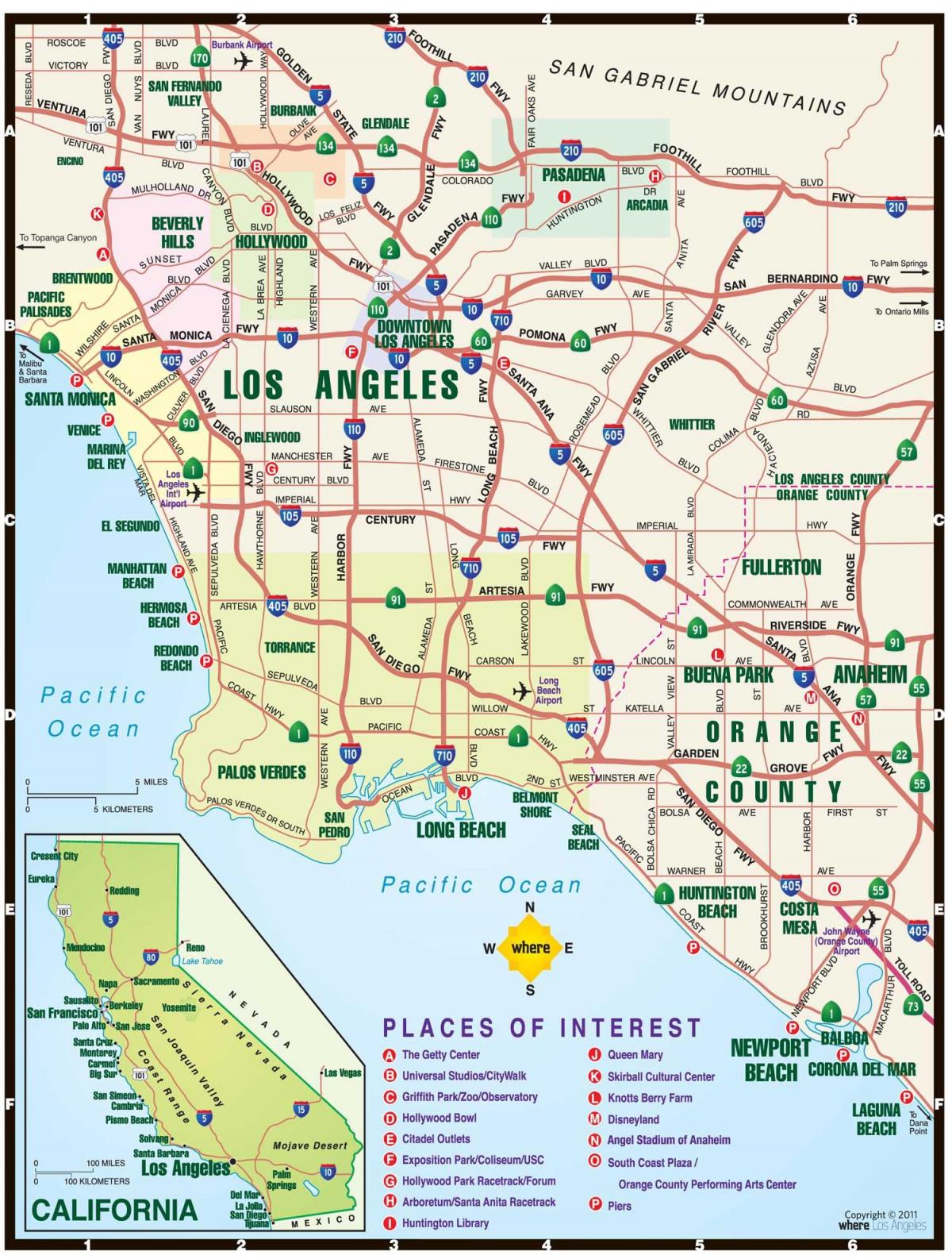Karte von Los Angeles Mautstraßen