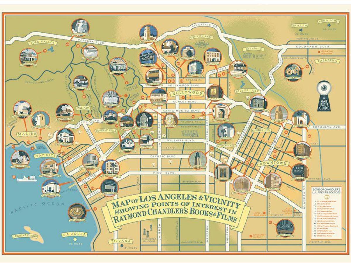 Karte von raymond chandler Los Angeles