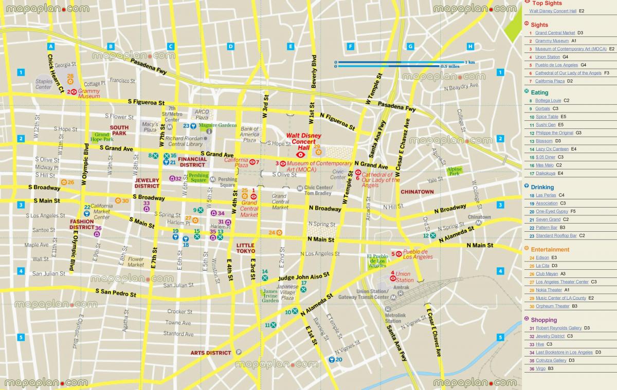 Karte restaurant-Karte Los Angeles
