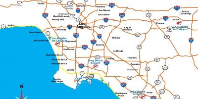 Karte von Kalifornien Flughäfen in der Nähe von Los Angeles